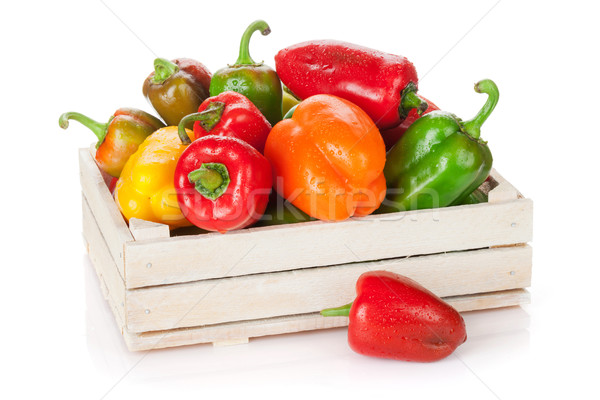 Fresh colorful bell peppers in box Stock photo © karandaev