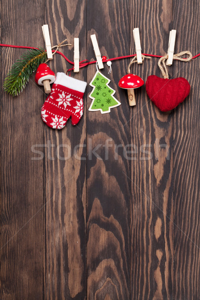 Karácsony dekoráció kötél fából készült copy space fa Stock fotó © karandaev