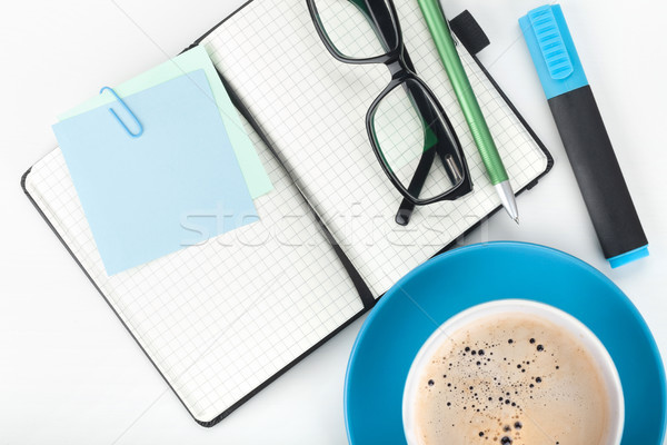 Coffee cup and office supplies Stock photo © karandaev