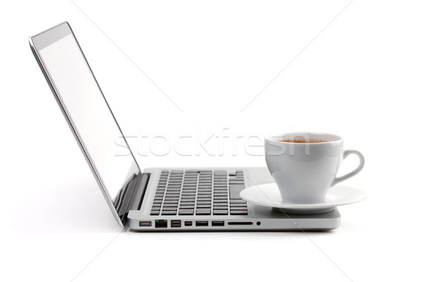 Cappuccino Tasse Laptop isoliert weiß Internet Stock foto © karandaev