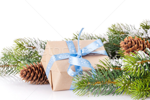 Christmas tree branch with gift box Stock photo © karandaev