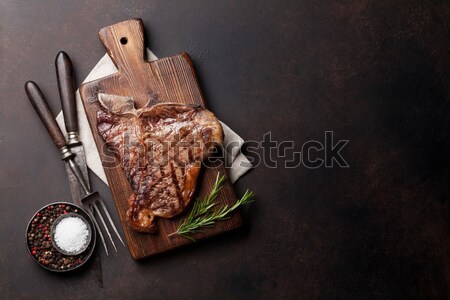 Grilled beef steak and wine Stock photo © karandaev