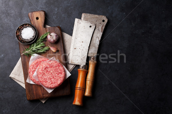 Surowy wołowiny mięsa składniki grill Zdjęcia stock © karandaev