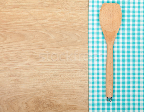 Foto stock: Utensílio · de · cozinha · mesa · de · madeira · cópia · espaço · casa · cozinha · azul