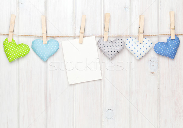 Photo frame and valentines toy hearts Stock photo © karandaev