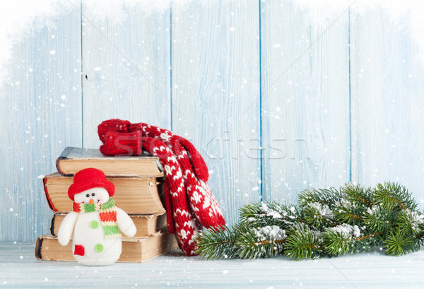 Natal livros boneco de neve brinquedo árvore Foto stock © karandaev