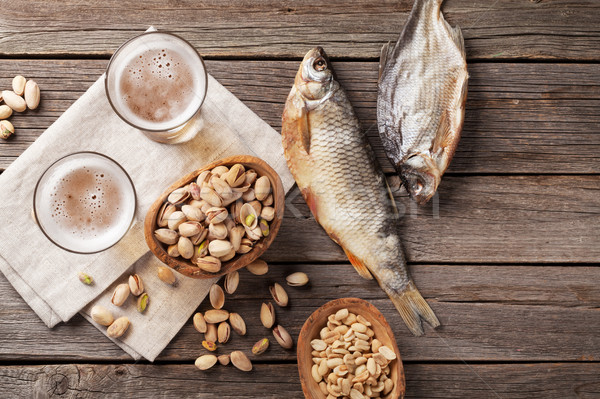 Stock photo: Beer and snacks