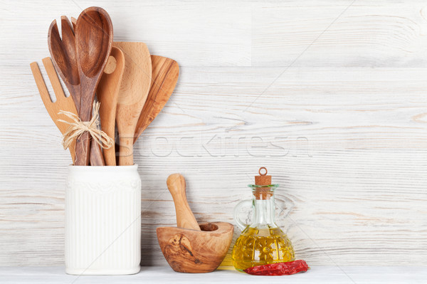 Stockfoto: Keuken · houten · muur · ruimte · home