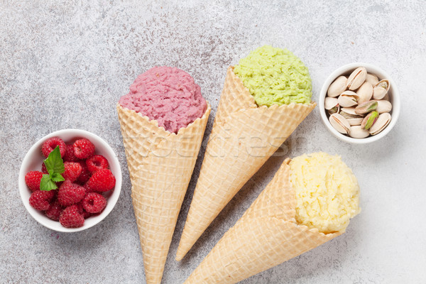 Ice cream with nuts and berries Stock photo © karandaev