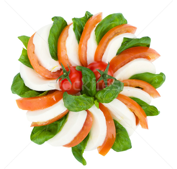 Stok fotoğraf: Caprese · salatası · domates · fesleğen · mozzarella · yalıtılmış · beyaz