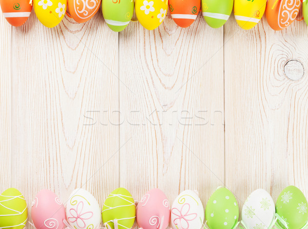 Пасху красочный яйца деревянный стол Top мнение Сток-фото © karandaev