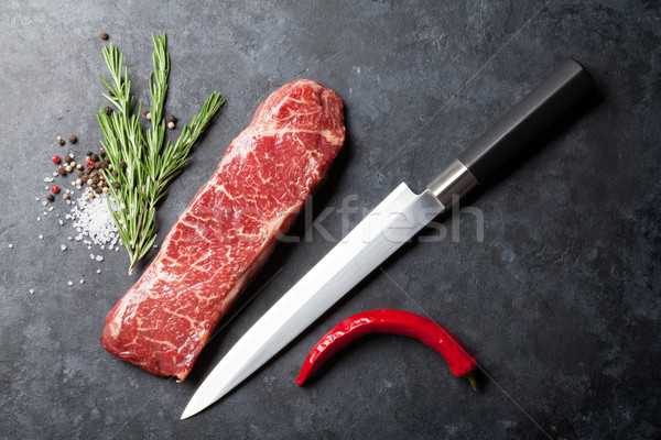 Brut steak romarin sel poivre cuisson [[stock_photo]] © karandaev