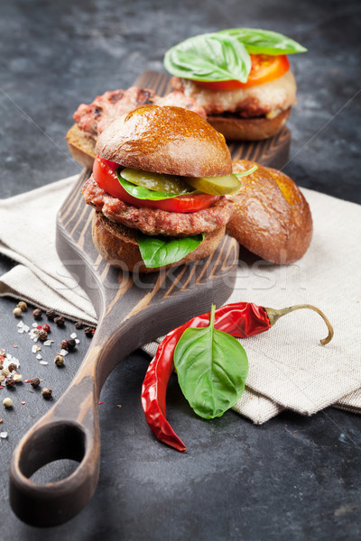 Homemade burgers Stock photo © karandaev