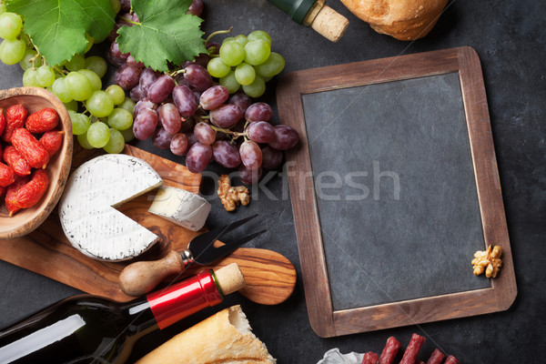 Wine, grape, cheese, sausages Stock photo © karandaev