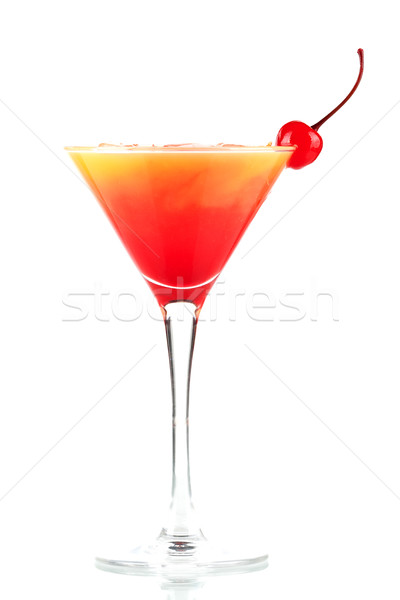 Tequila sunrise alcohol cocktail with ice and maraschino Stock photo © karandaev