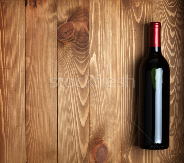 бутылку деревянный стол копия пространства продовольствие вино Сток-фото © karandaev
