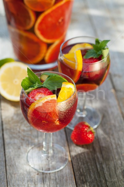 Fruct alimente vin sticlă Imagine de stoc © karandaev