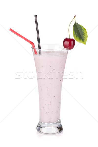 Cerise lait smoothie potable isolé blanche [[stock_photo]] © karandaev