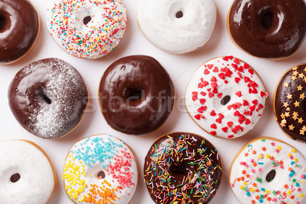 [[stock_photo]]: Coloré · donuts · haut · vue · bonbons