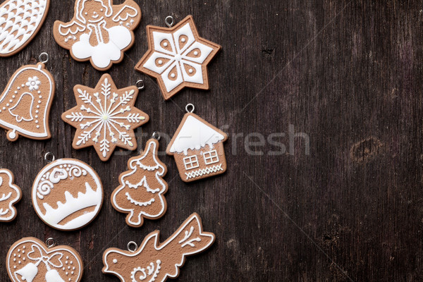 Christmas background with gingerbread cookies Stock photo © karandaev