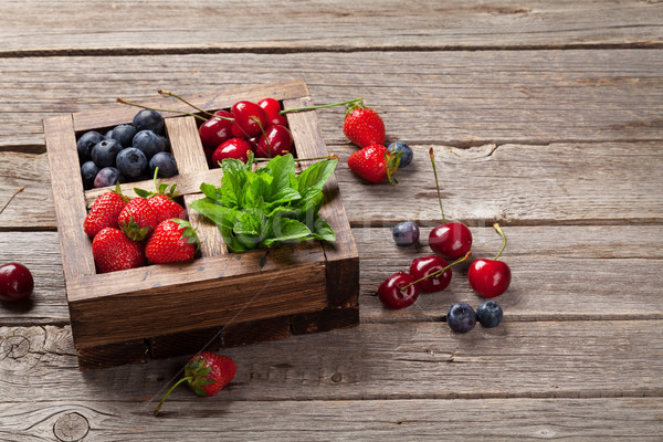 Fresh summer berries box Stock photo © karandaev