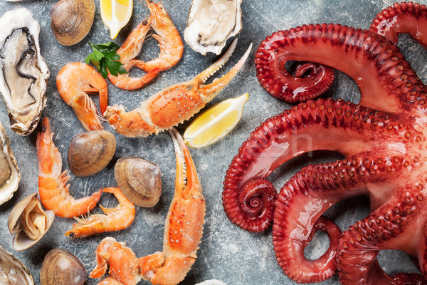 Foto stock: Mariscos · pulpo · langosta · cocina · superior