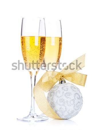 Champagne glasses with bow decor Stock photo © karandaev