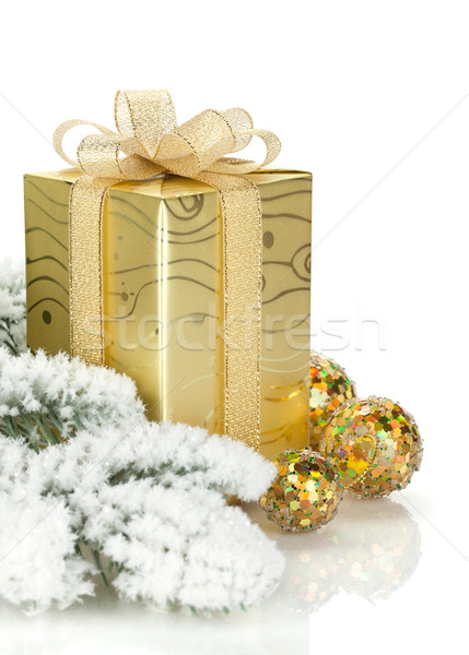 Stock foto: Geschenkbox · Weihnachten · Dekor · isoliert · weiß