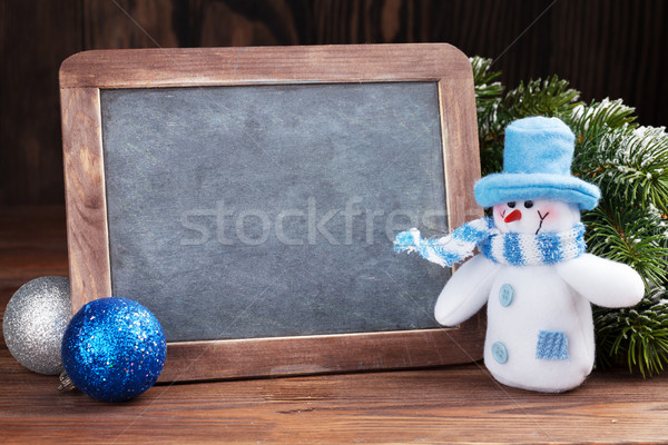ストックフォト: クリスマス · 黒板 · 雪だるま · ツリー · 表示