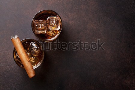 Stockfoto: Whiskey · ijs · sigaar · top · exemplaar · ruimte