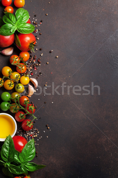 Stock photo: Tomatoes, basil and spices