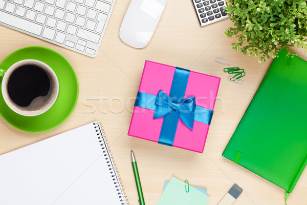 Gift box on office table Stock photo © karandaev