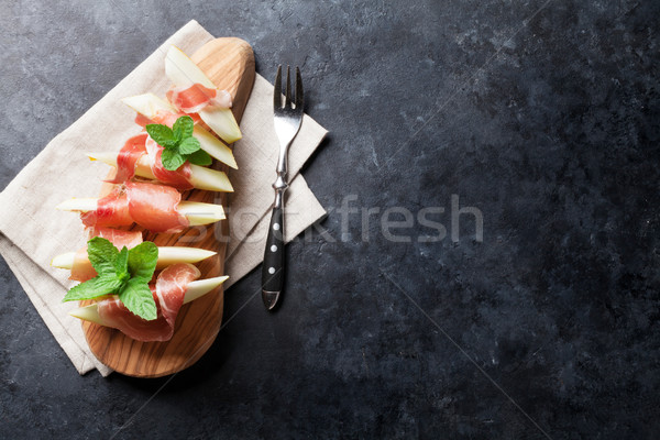 Frischen Melone Prosciutto mint Antipasti top Stock foto © karandaev