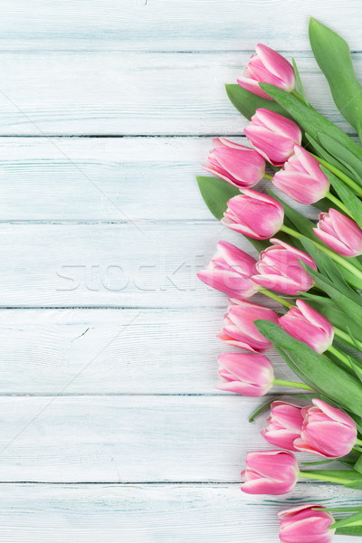 Easter background with pink tulips Stock photo © karandaev