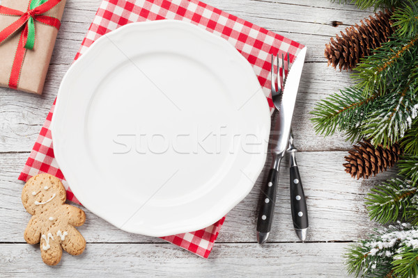 Christmas dinner table setting Stock photo © karandaev