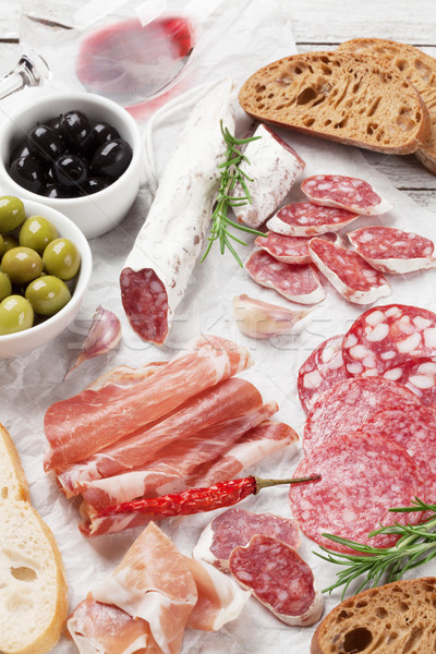 Zdjęcia stock: Salami · szynka · kiełbasa · prosciutto · wina