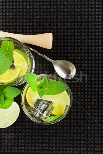 Mojito cocktail ingrédients noir caoutchouc haut [[stock_photo]] © karandaev