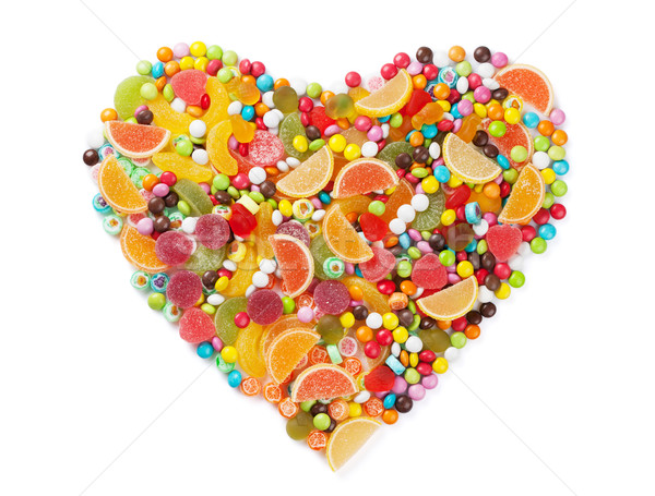 Farbenreich Süßigkeiten Gelee Herz isoliert weiß Stock foto © karandaev