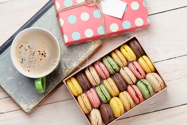 Stock photo: Colorful macaroons in a box