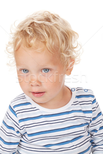 White curly hair and blue eyes baby Stock photo © karandaev