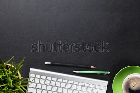 Сток-фото: таблице · компьютер · цветок · чашку · кофе · служба