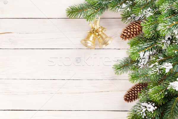Foto stock: Navidad · pino · campana · decoración · madera · espacio · de · la · copia