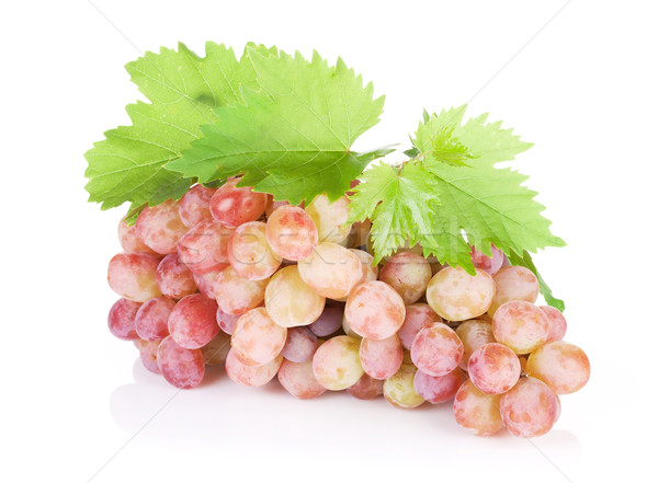 Stock photo: Bunch of red grapes with leaves