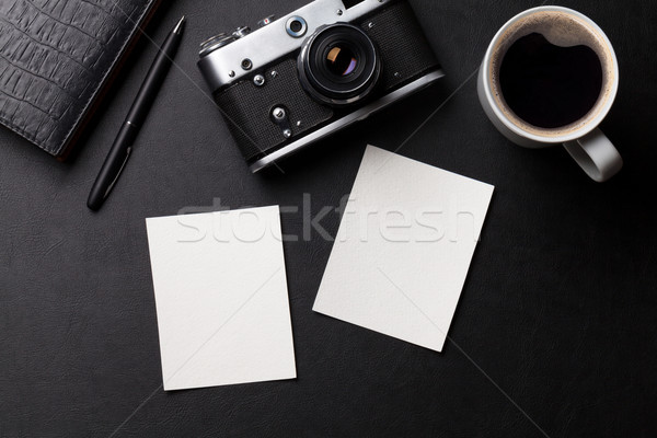 Foto stock: Fotos · cámara · café · bloc · de · notas · foto