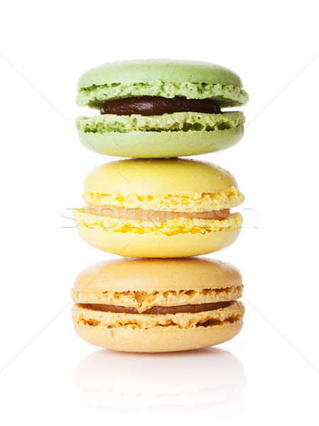 Сток-фото: красочный · Sweet · macarons · изолированный · белый