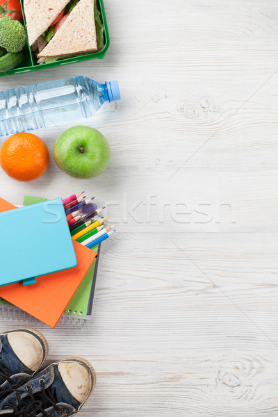 Lunch box and school supplies Stock photo © karandaev