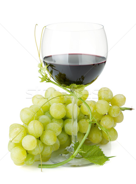 Red wine glass and grapes Stock photo © karandaev