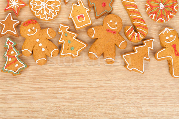Hausgemachte unterschiedlich Weihnachten Lebkuchen Cookies Holz Stock foto © karandaev