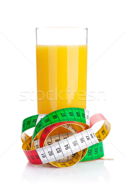 Orangensaft Maßband Ernährung Essen isoliert weiß Stock foto © karandaev