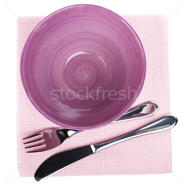 Stok fotoğraf: Salata · tabağı · mutfak · havlu · yalıtılmış · beyaz